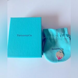 Authentic NEW Tiffany & Co sterling silver heart charm with pink enamel splash